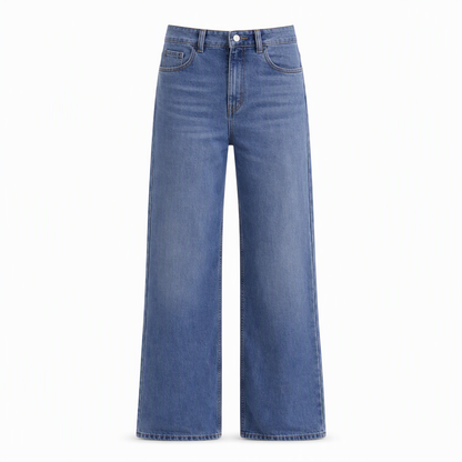 Jeans en denim à coupe ample et jambe droite pour femmes