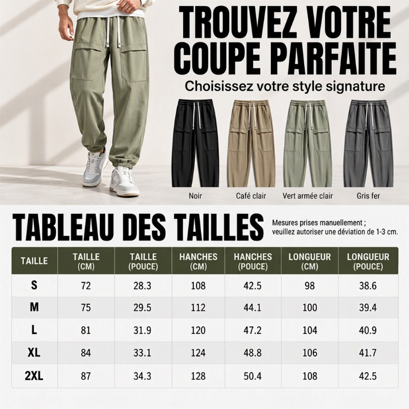 Pantalon cargo déperlant pour homme, doublure en peluche