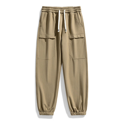 Pantalon cargo déperlant pour homme, doublure en peluche