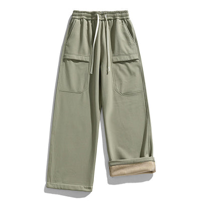 Pantalon cargo déperlant pour homme, doublure en peluche