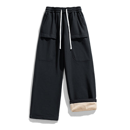 Pantalon cargo déperlant pour homme, doublure en peluche