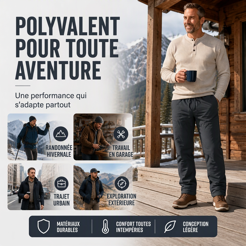Pantalon thermique confortable d'hiver unisexe pour l'extérieur