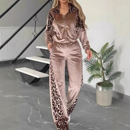 ⏳Liquidation totale⏳Ensemble Décontracté 2 Pièces à Imprimé Léopard pour Femme