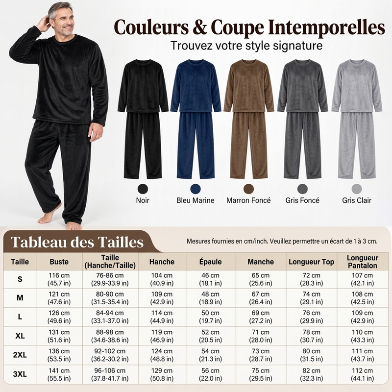Ensemble Pyjama Velours Thermique Confortable pour Homme
