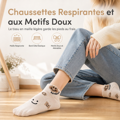 Chaussettes courtes mignonnes pour femmes, respirantes, fines et basses, absorbantes, antidérapantes