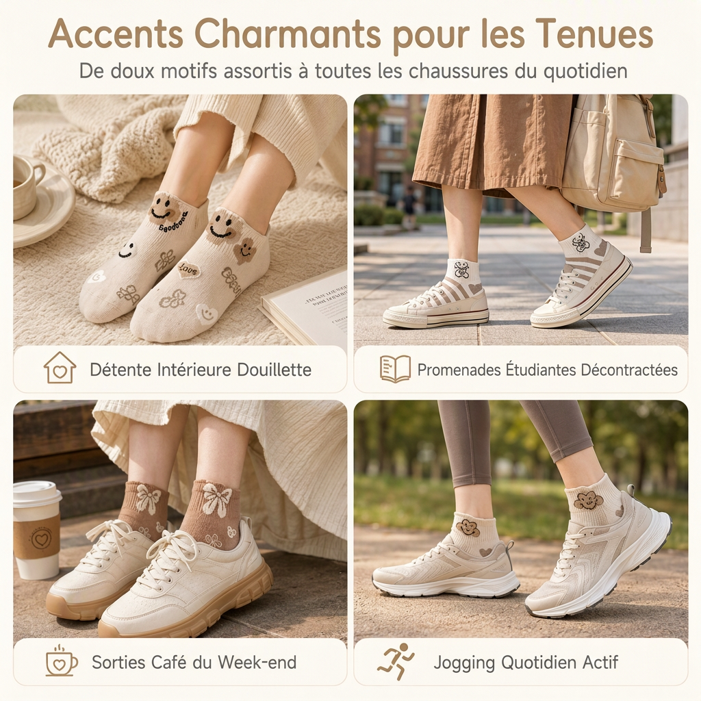 Chaussettes courtes mignonnes pour femmes, respirantes, fines et basses, absorbantes, antidérapantes