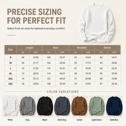 Sweat-shirt décontracté pour homme, coupe ajustée, col rond et manches longues