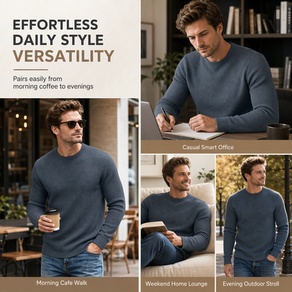 👜 -50 % sur toute la mode femme ! ✨Men's Casual Slim Fit Crew Neck Long Sleeve Sweatshirt