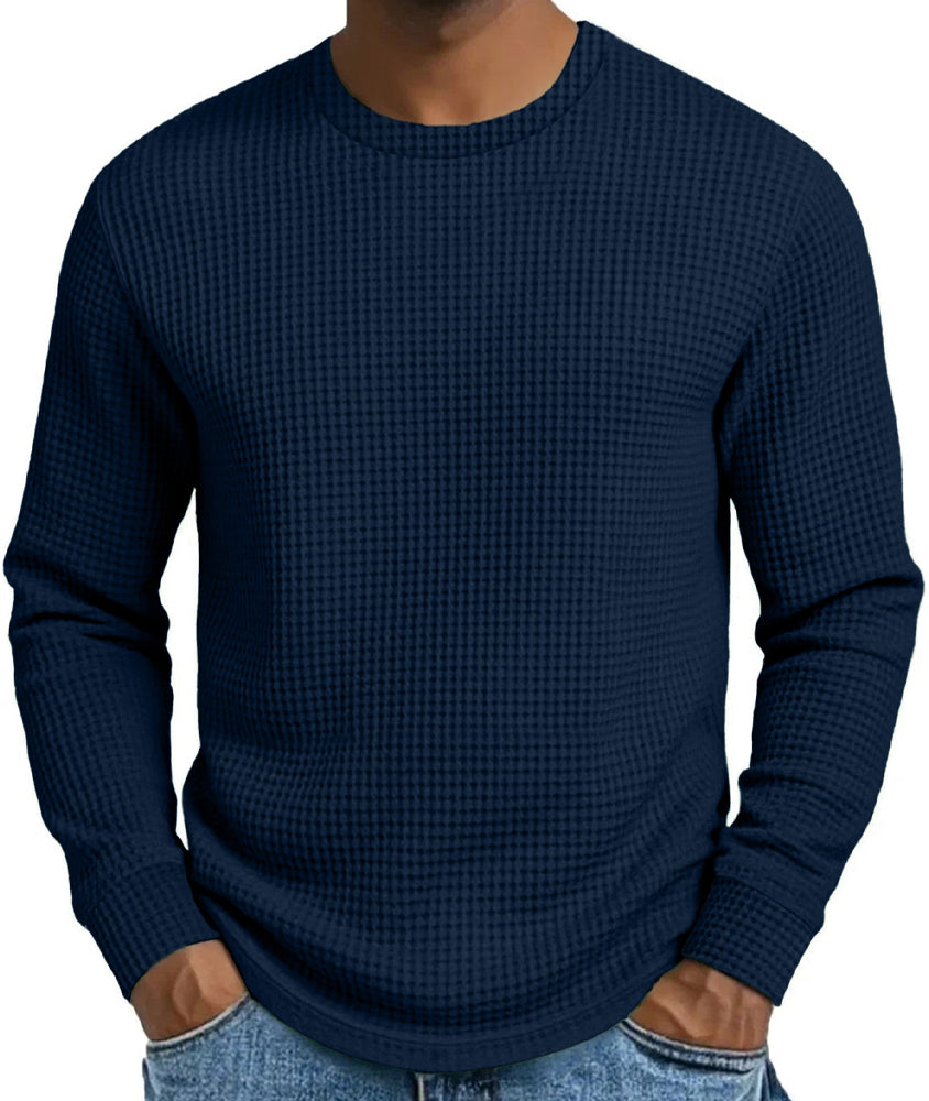Sweat-shirt décontracté pour homme, coupe ajustée, col rond et manches longues