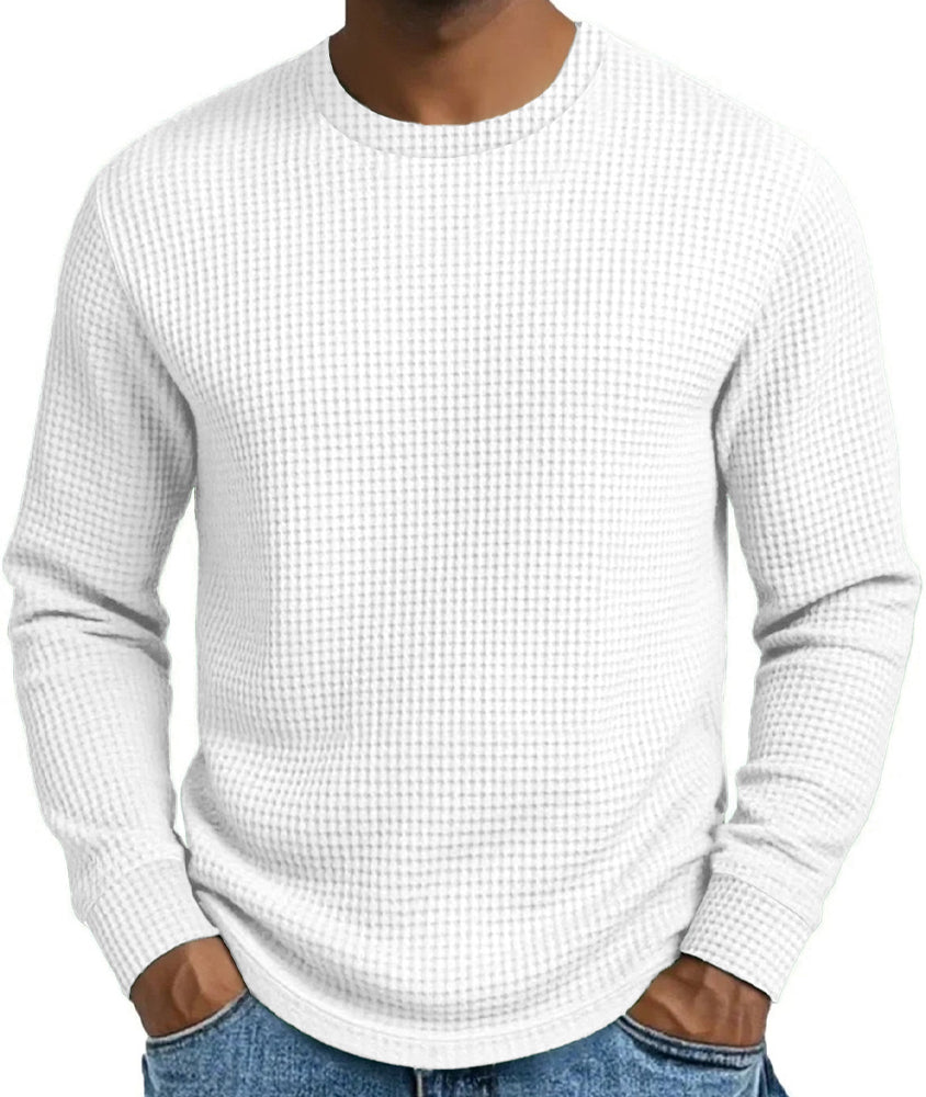 Sweat-shirt décontracté pour homme, coupe ajustée, col rond et manches longues