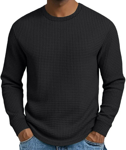 Sweat-shirt décontracté pour homme, coupe ajustée, col rond et manches longues