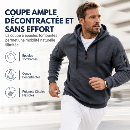 Sweat-shirt à capuche doublé molletonné pour homme, coupe ample, vêtement de travail décontracté pour l'automne et l'hiver