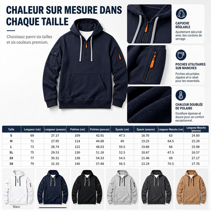 Sweat-shirt à capuche doublé molletonné pour homme, coupe ample, vêtement de travail décontracté pour l'automne et l'hiver