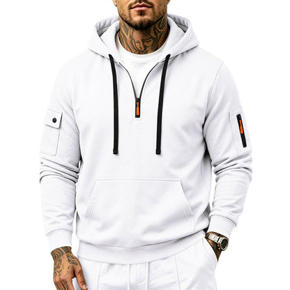 Sweat-shirt à capuche doublé molletonné pour homme, coupe ample, vêtement de travail décontracté pour l'automne et l'hiver