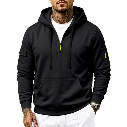 Sweat-shirt à capuche doublé molletonné pour homme, coupe ample, vêtement de travail décontracté pour l'automne et l'hiver