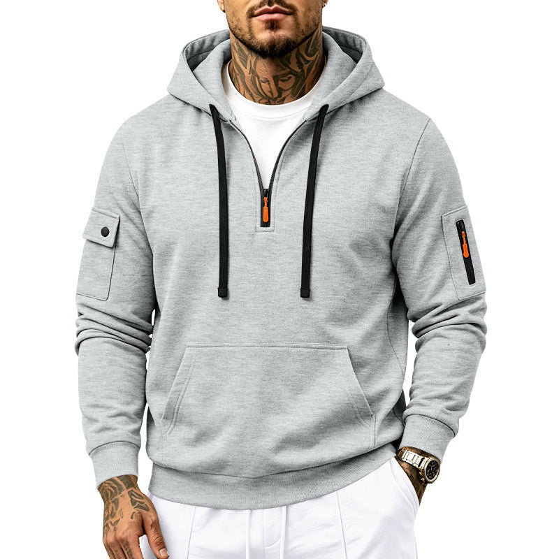 Sweat-shirt à capuche doublé molletonné pour homme, coupe ample, vêtement de travail décontracté pour l'automne et l'hiver