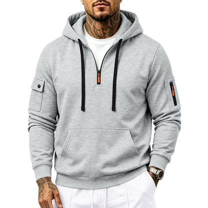 Sweat-shirt à capuche doublé molletonné pour homme, coupe ample, vêtement de travail décontracté pour l'automne et l'hiver