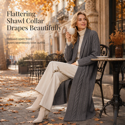 Cardigan long en maille à couleur unie décontracté