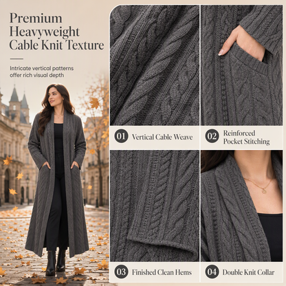 Cardigan long en maille à couleur unie décontracté