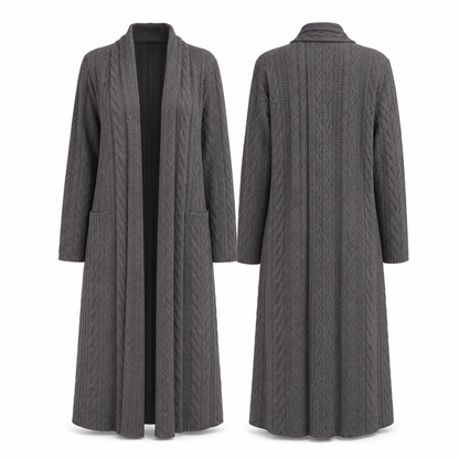 Cardigan long en maille à couleur unie décontracté