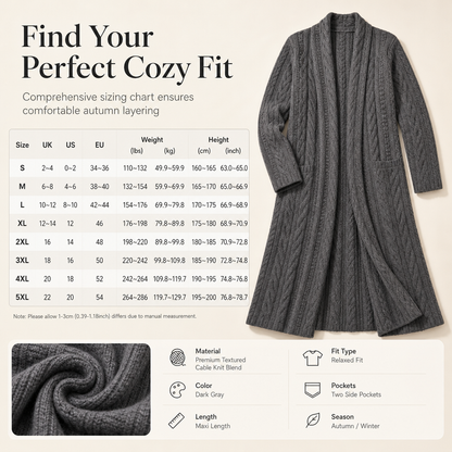 Cardigan long en maille à couleur unie décontracté