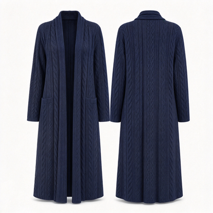 Cardigan long en maille à couleur unie décontracté
