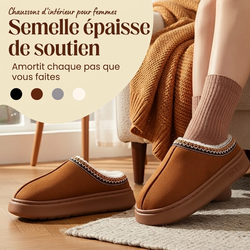 ❄️Promotion spéciale : -50 % DE RÉDUCTION🥾Chaussons maison pour femme à semelle épaisse et doublure pelucheuse