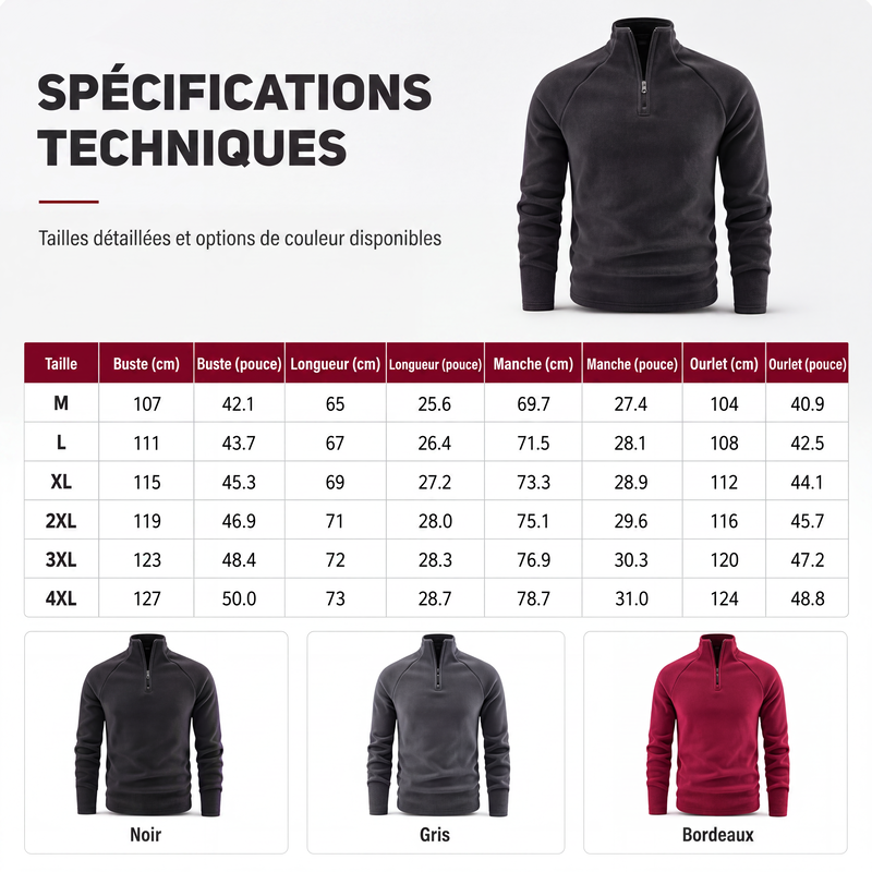 💖Soldes ! Prix cassés💖Sweat chaud pour homme en polaire avec col montant