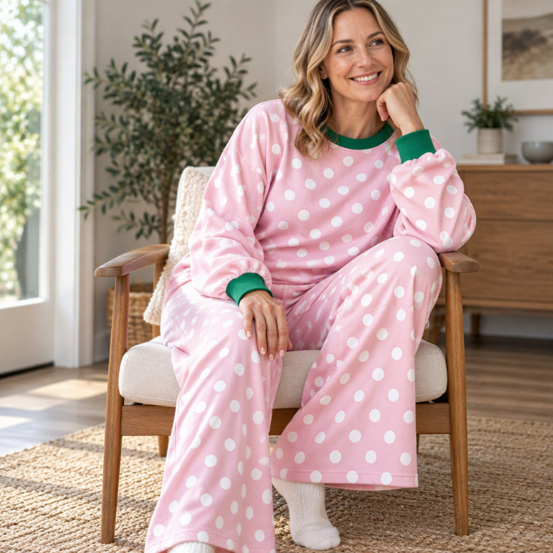 💖Soldes ! Prix cassés💖Ensemble femme sweat-shirt à pois et pantalon large