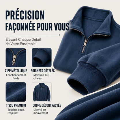 Sweat-shirt décontracté à col zippé pour homme