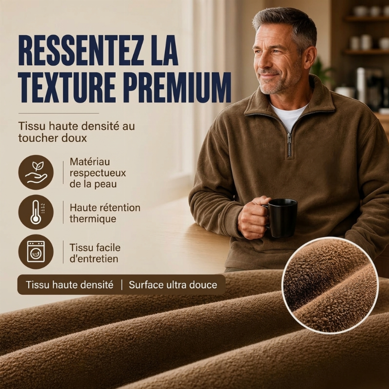 Sweat-shirt décontracté à col zippé pour homme