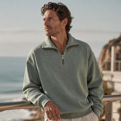 Sweat-shirt décontracté à col zippé pour homme