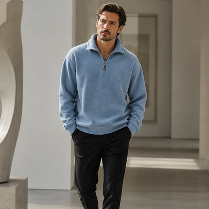 Sweat-shirt décontracté à col zippé pour homme
