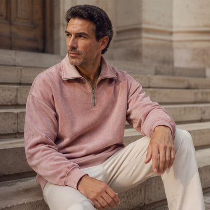 Sweat-shirt décontracté à col zippé pour homme