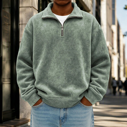 Sweat-shirt décontracté à col zippé pour homme