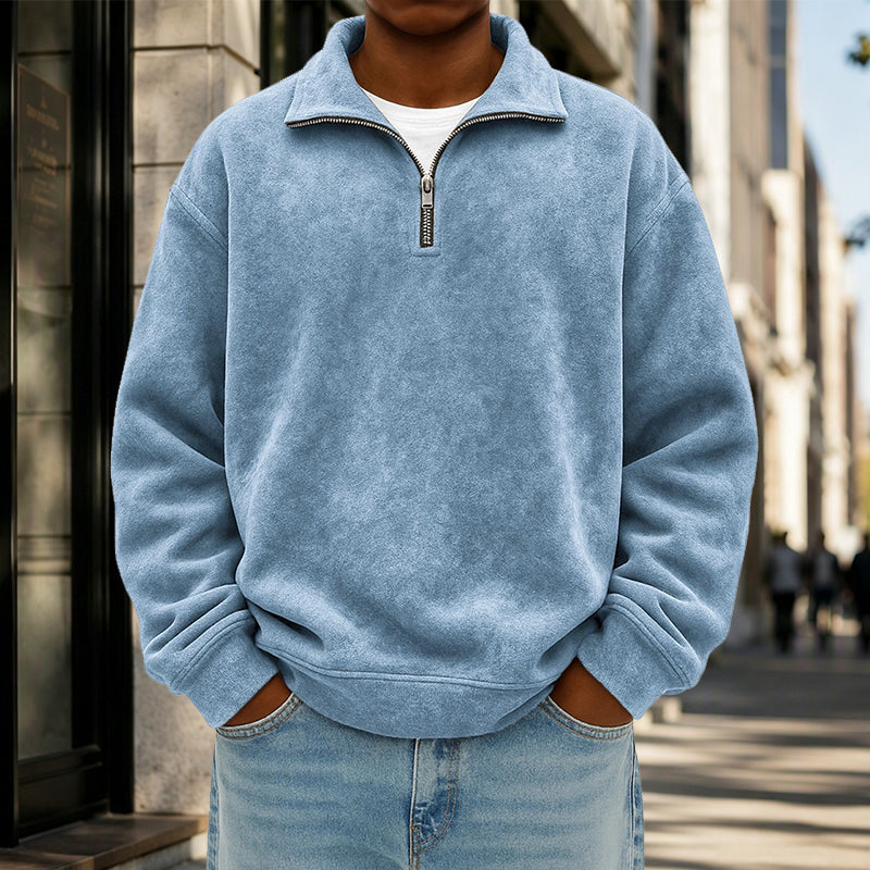 Sweat-shirt décontracté à col zippé pour homme
