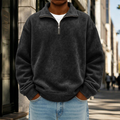 Sweat-shirt décontracté à col zippé pour homme