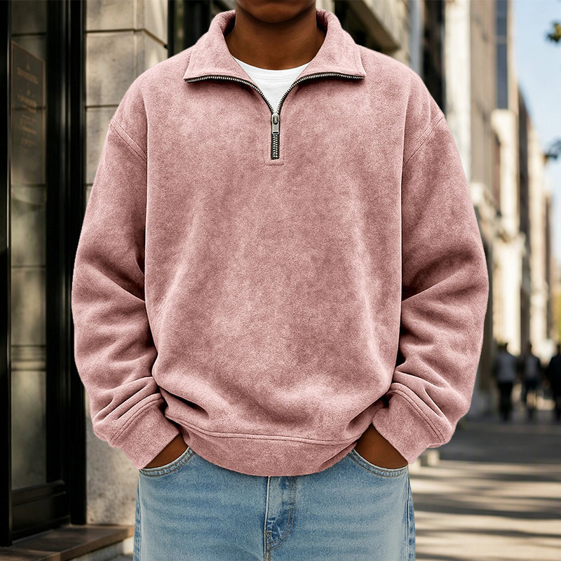 Sweat-shirt décontracté à col zippé pour homme