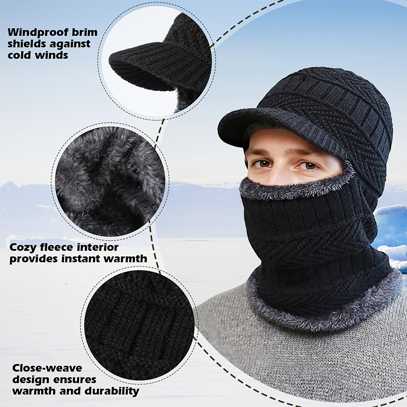 🧢 50% DE RÉDUCTION ! ❄️ Bonnet d'Hiver 3 en 1 – Couvre-Visage Intégré, Tissu Polaire Doux & Cagoule Sportive 🏔️✨