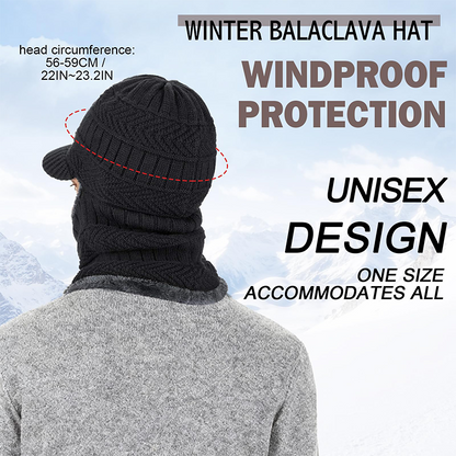🧢 50% DE RÉDUCTION ! ❄️ Bonnet d'Hiver 3 en 1 – Couvre-Visage Intégré, Tissu Polaire Doux & Cagoule Sportive 🏔️✨