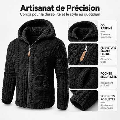 Veste à capuche zippée en sherpa texturé pour homme