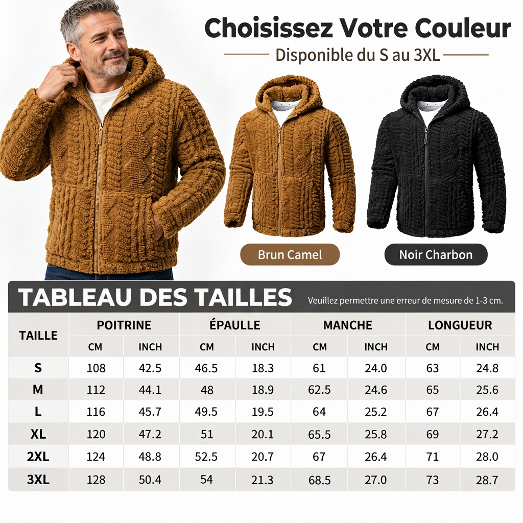 Veste à capuche zippée en sherpa texturé pour homme