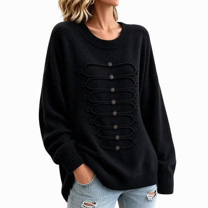 Pull Femme Élégant à Col Rond et Torsades