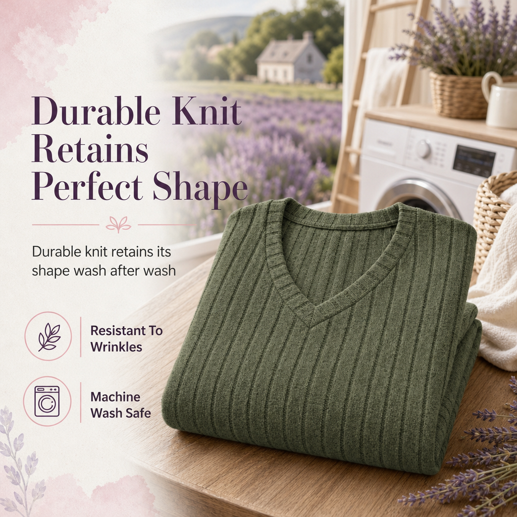 T-shirt col V à manches longues en maille côtelée brossée pour femme grande taille, coupe ample, pull unicolore