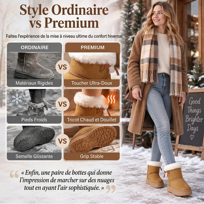Bottes de neige à plateforme mi-mollet pour femmes