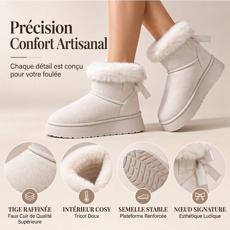 Bottes de neige à plateforme mi-mollet pour femmes