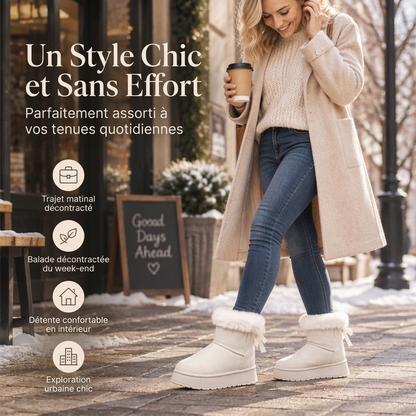 Bottes de neige à plateforme mi-mollet pour femmes