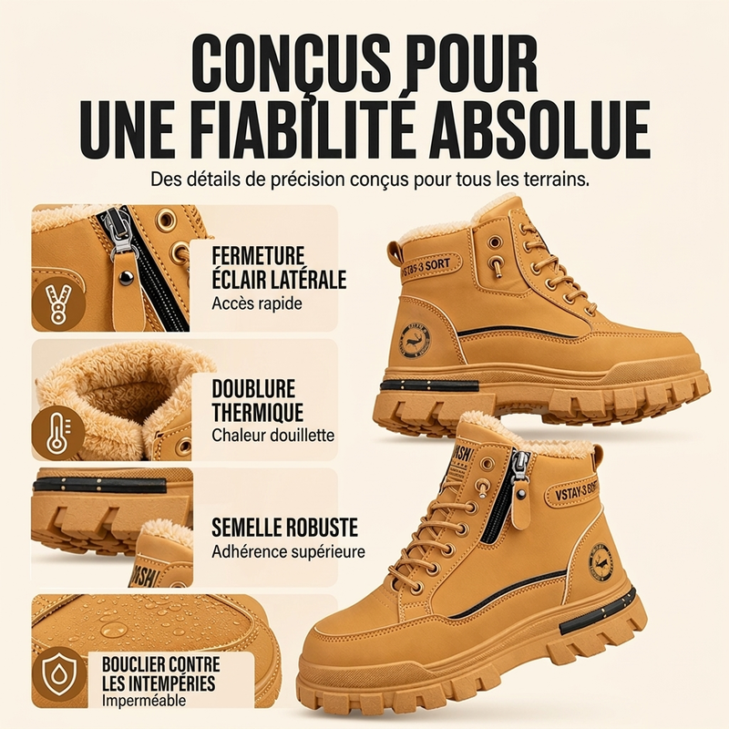 Bottes d'hiver antidérapantes et doublures chaudes pour hommes