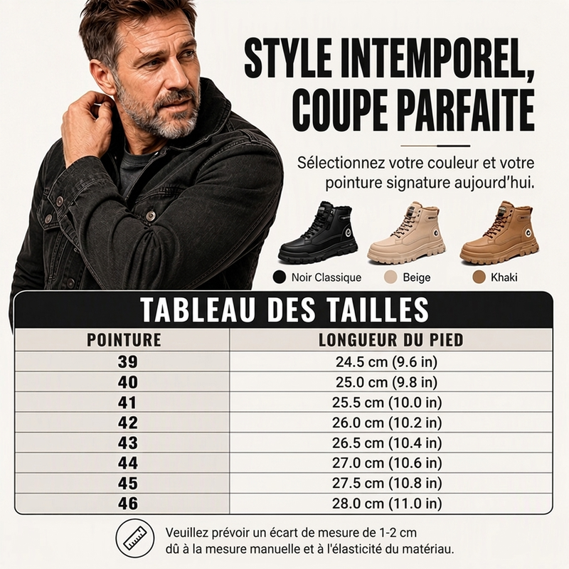 Bottes d'hiver antidérapantes et doublures chaudes pour hommes