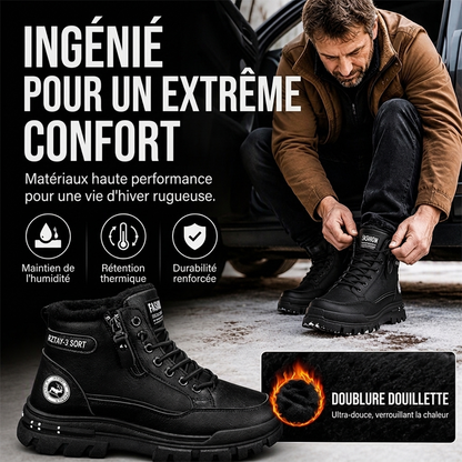 Bottes d'hiver antidérapantes et doublures chaudes pour hommes